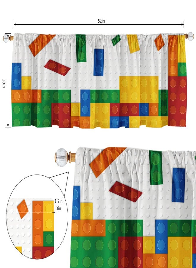 SUNWISHA Valance for Building Blocks Pattern 52x18 Inch Curtain Valance for Bedroom Windows（Style 5） - Image 2